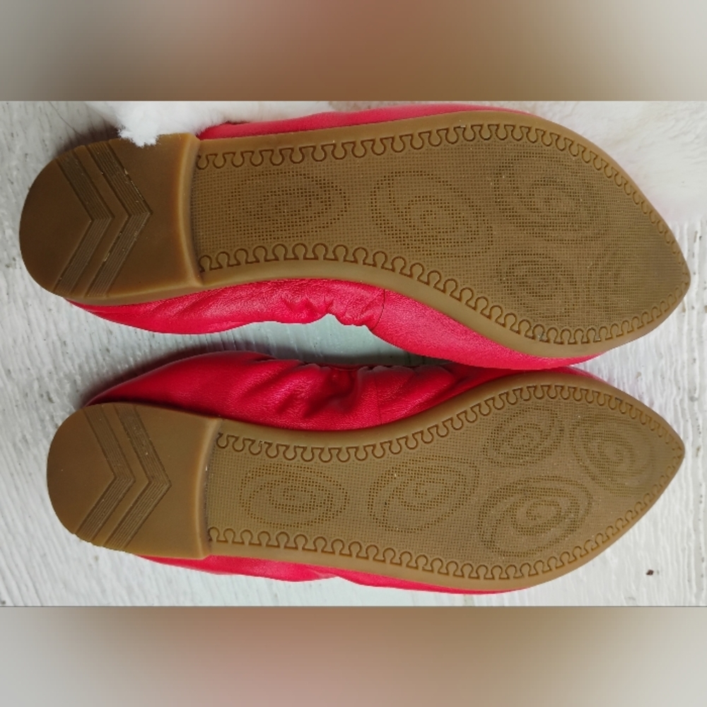 Leather ABUSA Ballet Flat Shoes Loafers Woman Sz 8.5" Salmon Color Point Toes - Picture 3 of 12